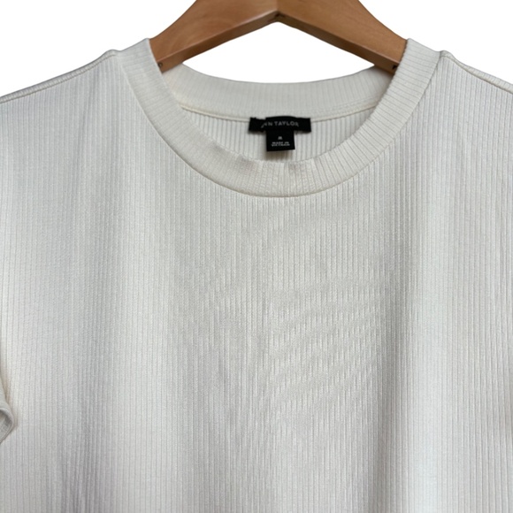 Ann Taylor | Women's Frilled Sleeve Textured Crew Neck T-Shirt - Picture 3 of 8